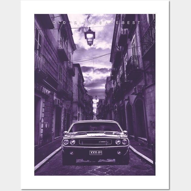 Classic Car in Purple scale Wall Art by Alkahfsmart